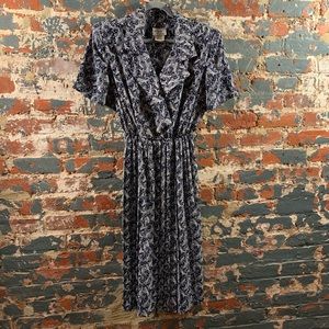 Vintage Navy/White Paisley Lady Carol Dress